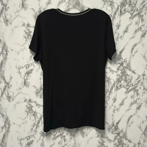 Colleen Lopez Women’s Black Short Sleeves V Neck Top Size L - Picture 7 of 9
